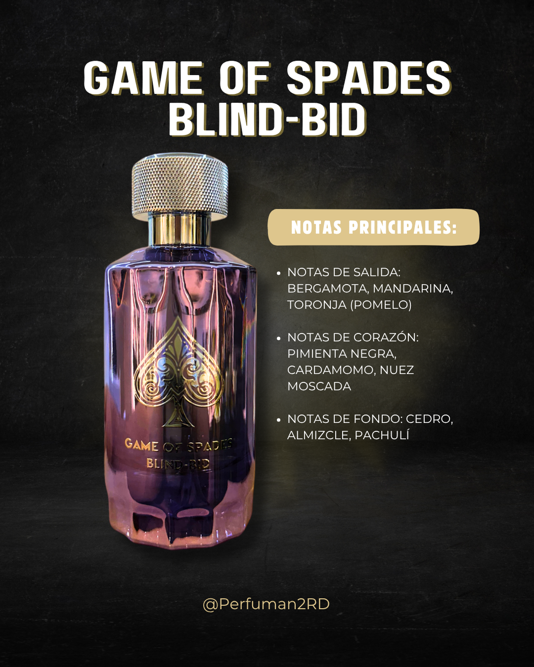 JO MILANO "GAME OF SPADES BLIND BID" 3.4OZ PARFUM UNISEX