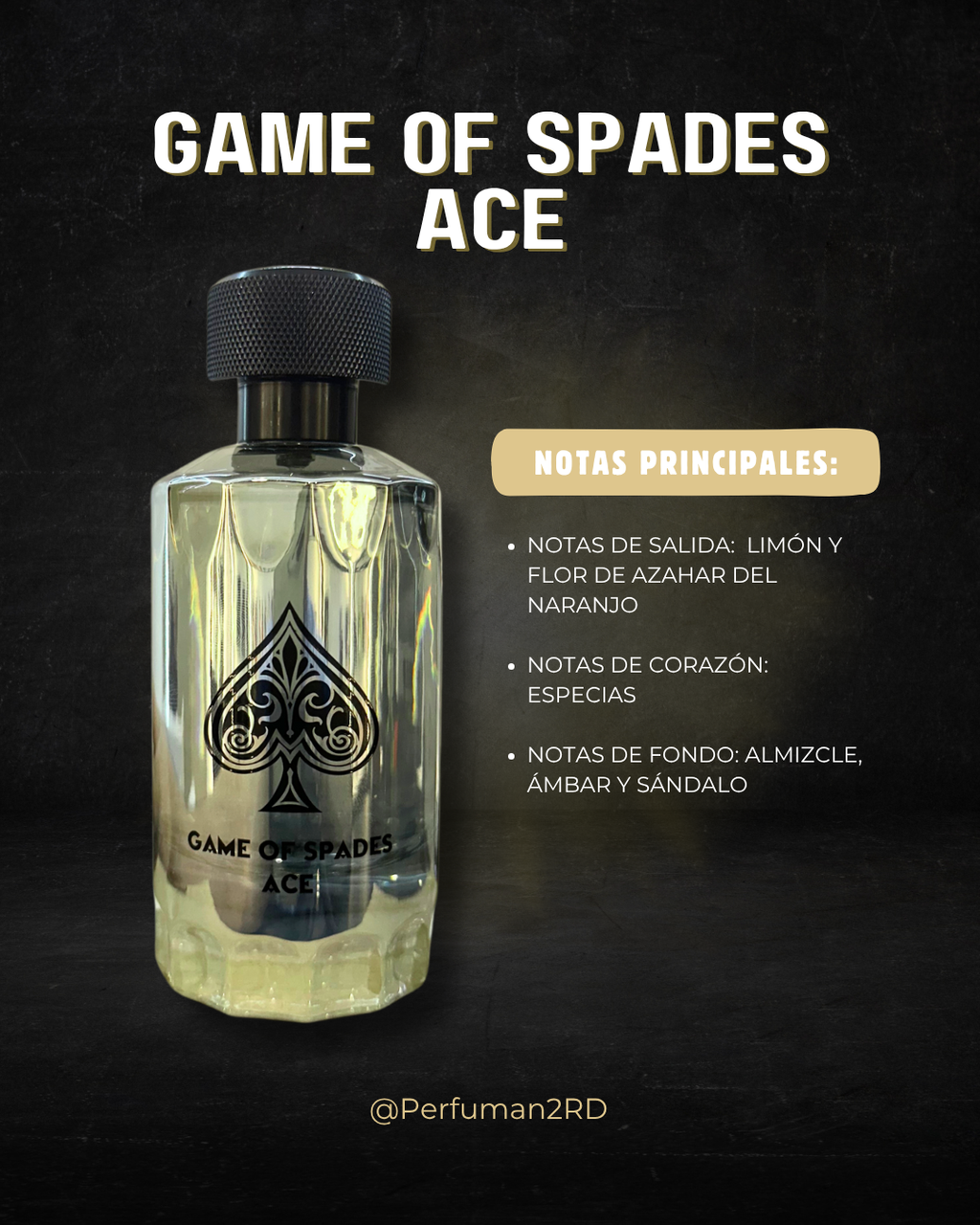 JO MILANO "GAME OF SPADES ACE"  3.4OZ PARFUM UNISEX