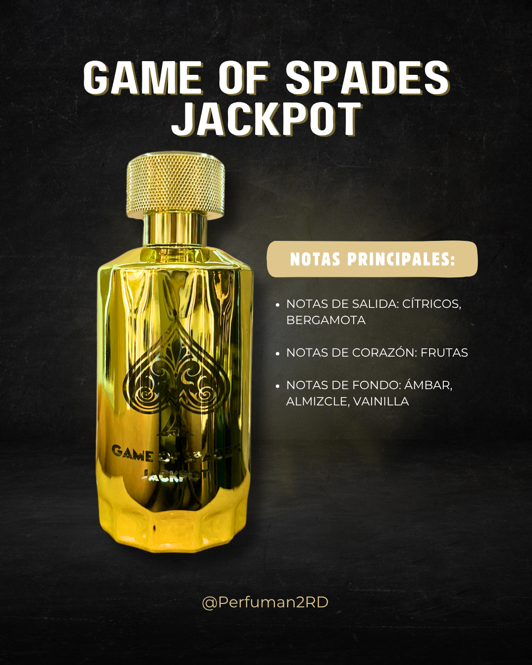 JO MILANO "GAME OF SPADES JACKPOT"  3.4OZ PARFUM UNISEX