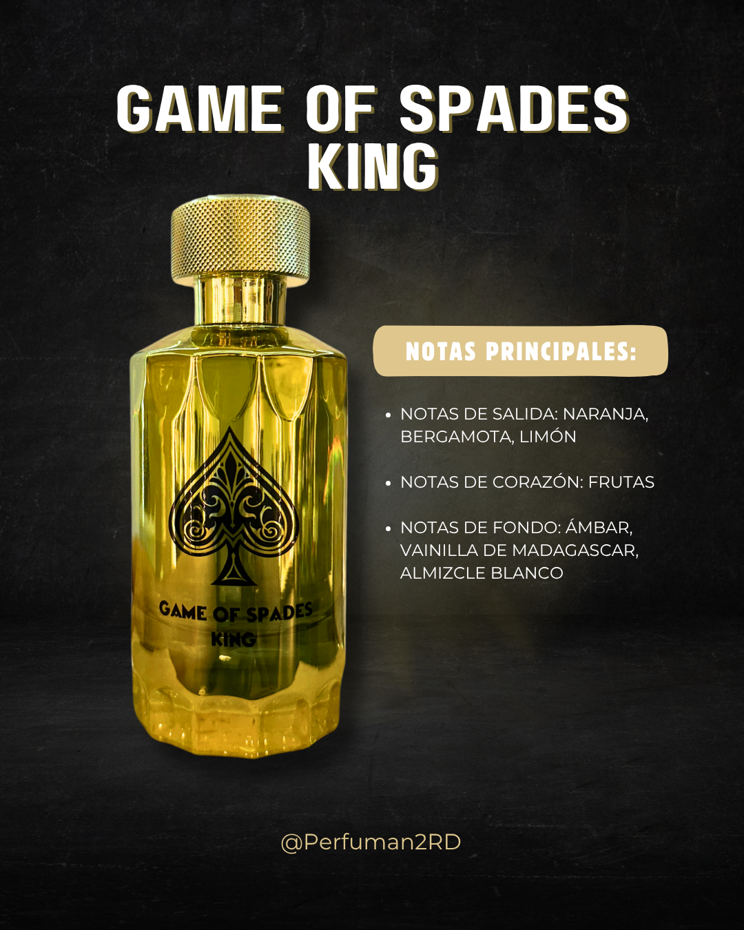 JO MILANO "GAME OF SPADES KING"  3.4OZ PARFUM UNISEX