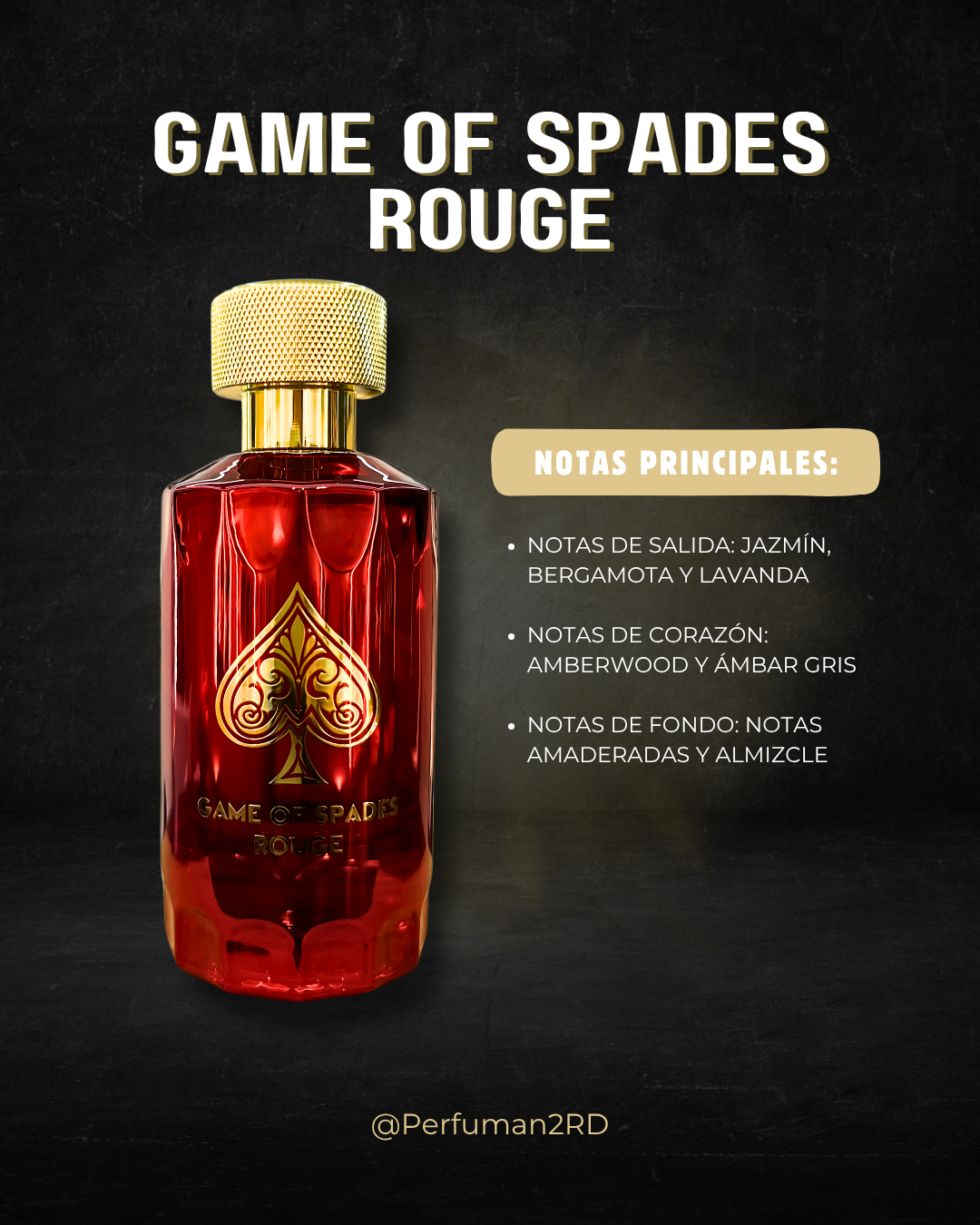 JO MILANO "GAME OF SPADES ROUGE"  3.4OZ PARFUM UNISEX