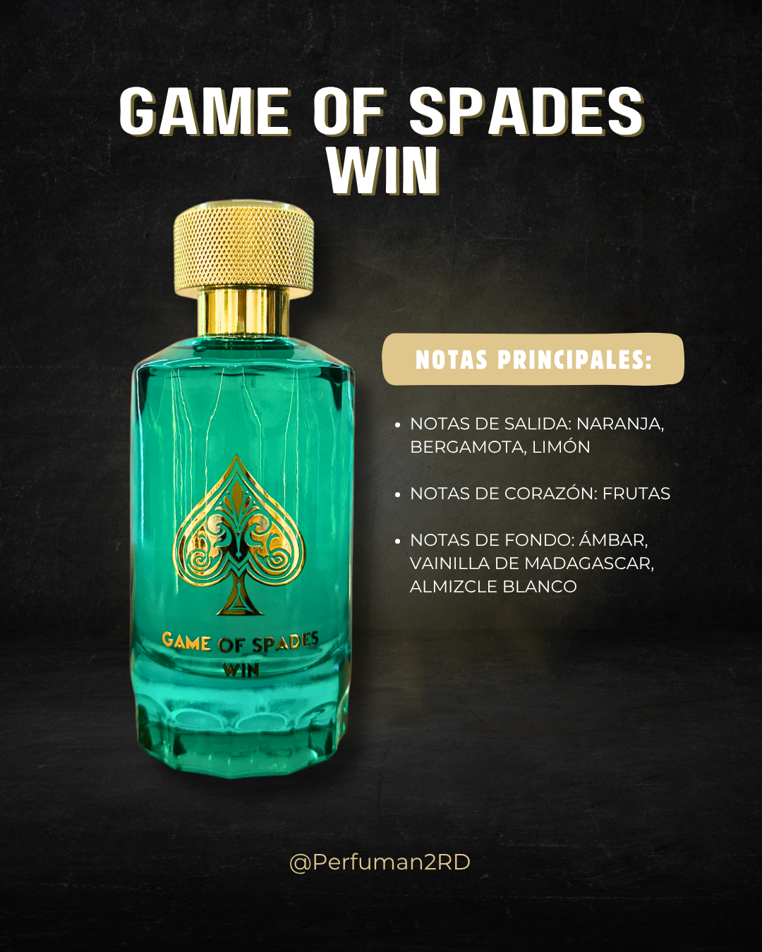 JO MILANO "GAME OF SPADES WIN"  3.4OZ PARFUM UNISEX