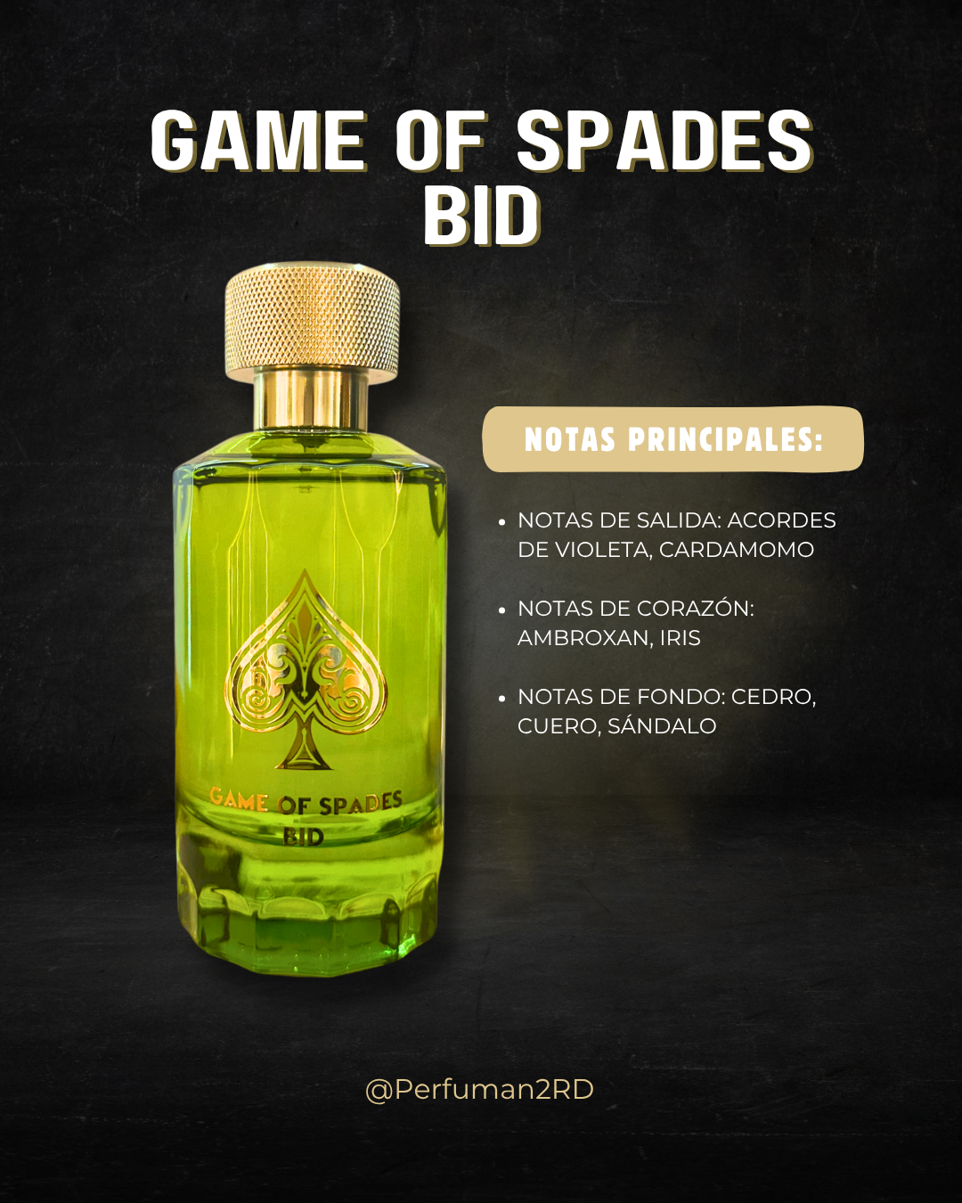 JO MILANO "GAME OF SPADES BID"  3.4OZ PARFUM UNISEX