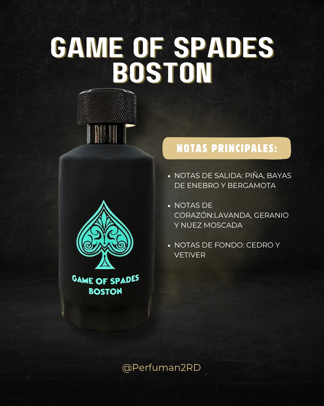 JO MILANO "GAME OF SPADES BOSTON"  3.4OZ PARFUM